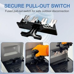 30 Amp Fused AC Disconnect Box, 120/240VAC Pull-Out Switch NEMA 3R Outdoor Me…