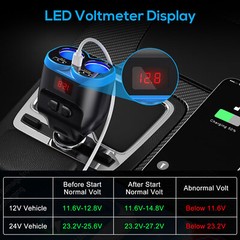 Dual USB Charger Power Adapter Car LCD Cigarette Lighter Socket Splitter DC 12V