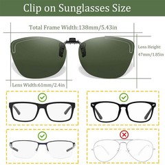 FRAZALA Polarized Clip on Sunglasses for Prescription Glasses – Dark Green