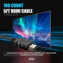 100 Count HDMI Cable High Speed 5ft Brand New