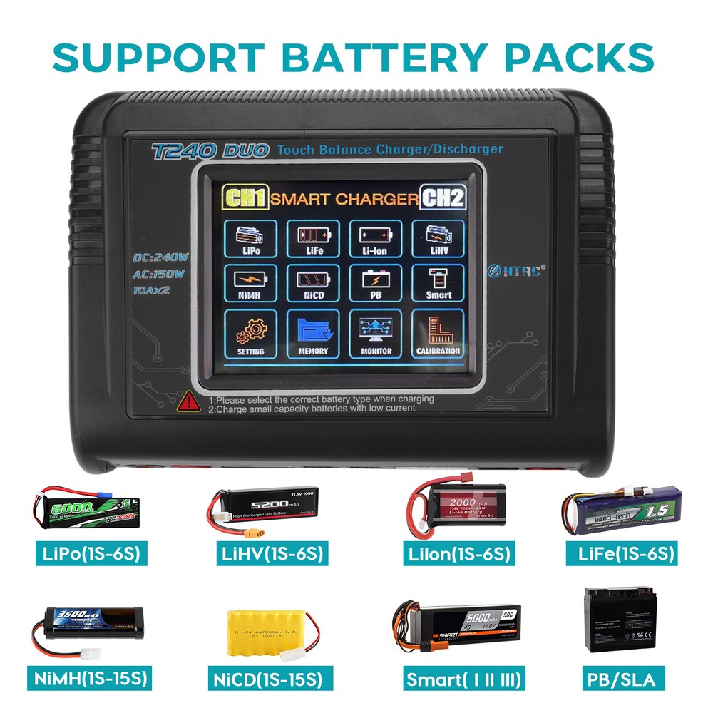 Dual Lipo Battery Charger 1S-6S 240W 10A Balance Charger RC Car Battery Charger