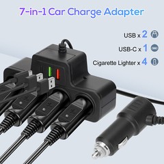 7-in-1 4Way Car Cigarette Lighter Socket Splitter Fast Charger Power Adapter 12V