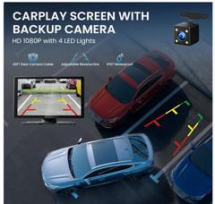 9.0″ Wireless CarPlay Screen for Car, Android Auto Screen for Car with Backup