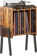 Versatile Rustic Brown Turntable Stand & Nightstand with Spacious Storage