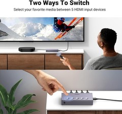 UGREEN HDMI Switch 5 In 1 Out 4K@60Hz with Remote Support 3D CEC HDR HDCP2.2