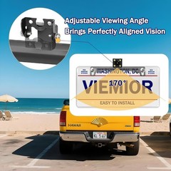 Universal Car Rear View Camera License Plate Bracket, Premium Backup Black