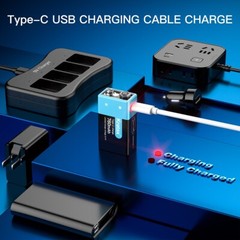 9V Lithium Batteries Kratax USB 9V Rechargeable Batteries and 4in1 Charger Cable
