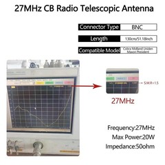 9in-51in 27MHz BNC Telescopic Antenna For Handheld/Portable CB Walkie Talkie e