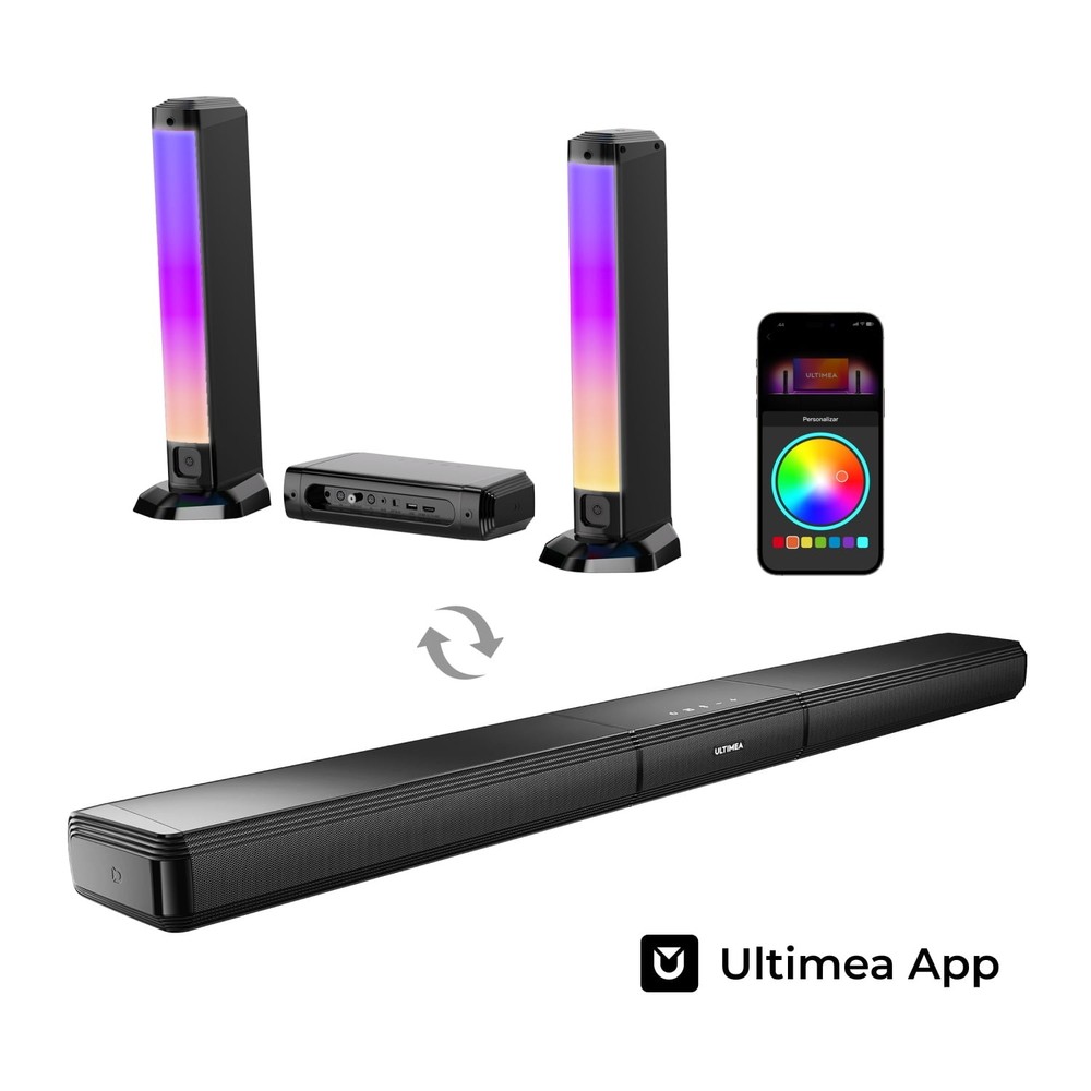 ULTIMEA Apollo S70 5.0 Channel Detachable Sound Bar with RGB Light, App Control,