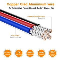 10 Gauge Automotive Power and Ground Wire Kit, 30ft Black/Red Cable