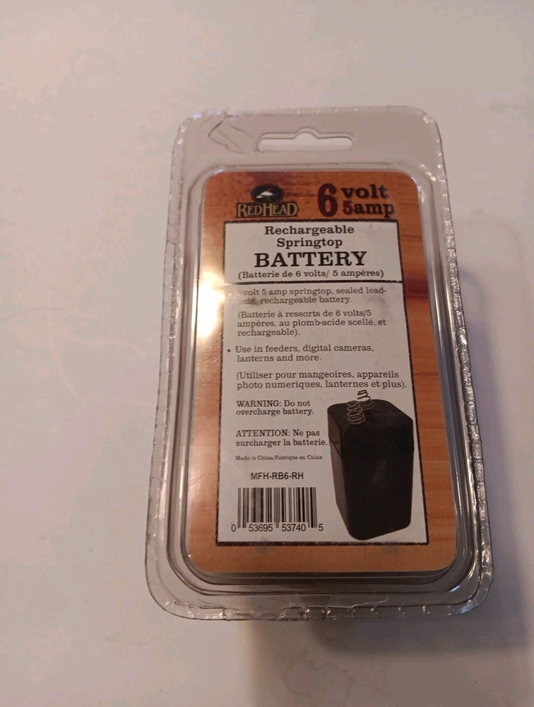 RedHead, 6 Volts 5A Spring Top Rechargable Battery, NOS