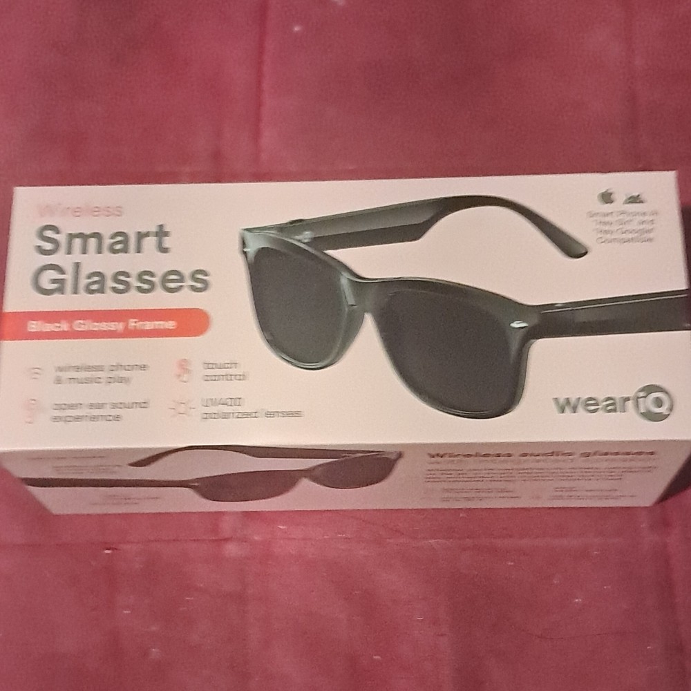 weariQ Wireless Smart Glasses Black Glossy Frame Bluetooth