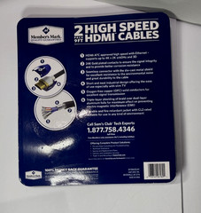 Member’s Mark HDMI Cables High Speed UltraHD 24K Gold Plated Connectors 9Ft 2Pk