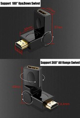 HDMI Male to Female Right Angle Connector Adapter 90 180 270 360 degrees