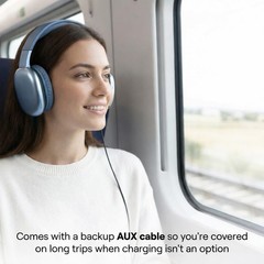 Ultra Wireless OverEar Bluetooth Headphones Mic 10 Hours Playtime Blue