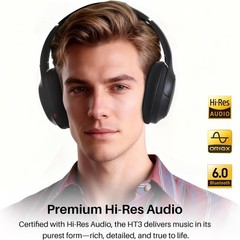 HT3 Hybrid Noise Cancelling Headphones: 90H Wireless, AI Assistant, Hi-Res Sound