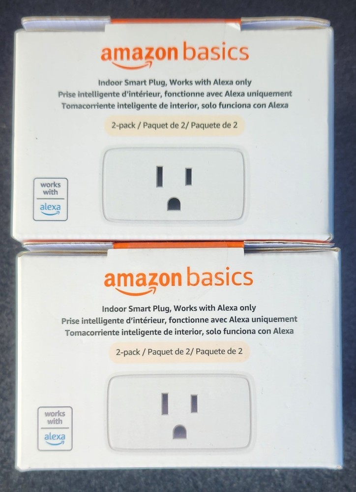 4 Amazon Basics Smart Plugs, Works with Alexa Only, 2.4 Ghz Wi-Fi No Hub Needed