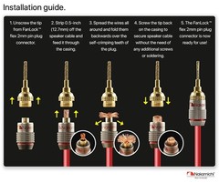 Nakamichi FanLock Excel Series 24k Gold Plated 2mm Flex Pin Plugs 10-18 AWG |…