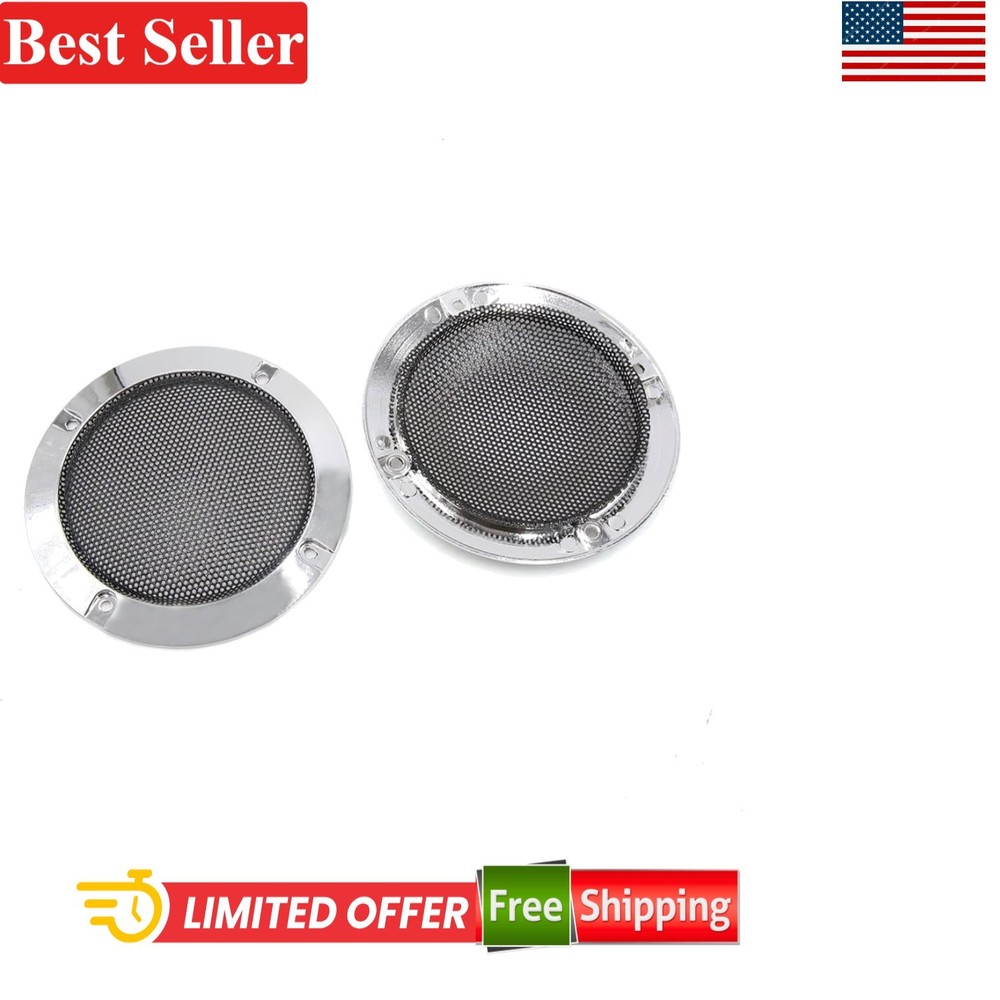 Car Subwoofer Mesh Cover Pack of 2 4 Inch Chrome Plating Metal Plastic