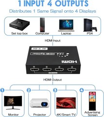 HDMI Splitter 1 in 4 Out, 4Kx2K @30Hz HDMI 1×4