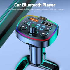 Bluetooth 5.0 Car Wireless FM Transmitter Adapter 2USB PD Charger MP3 Hands-Free