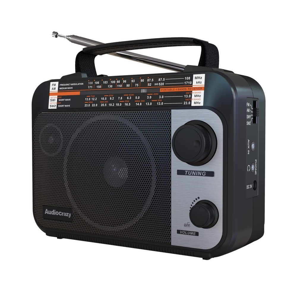 Multi-Band AM/FM/SW1-2 Radio Transistor Radio AC or Battery Operated with Best R