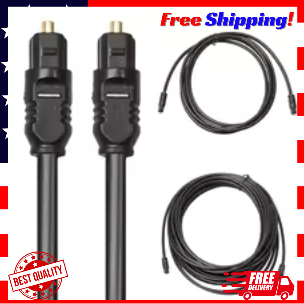 6.5FT Digital Fiber Optic Audio Cable Cord Optical TosLink for TV DVD AMP