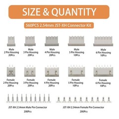 JST-XHP 2/3/4/5/6 Pin Housing Male Female Connector Adapter Plug Set 560 Pcs