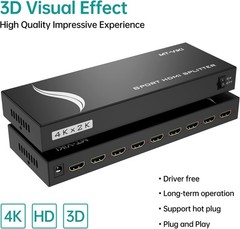 MT-VIKI 4K 1×8 HDMI Splitter 1 in 8 Out, 8 Port Powered HDMI Splitter 4Kx2K@30Hz