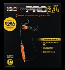 ISOtunes PRO 2.0 – Noise Isolating Bluetooth Earbuds, 27 dB NRR, Orange