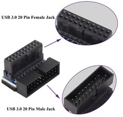 2PCS Down Right Angle USB 3.0 19-Pin Motherboard Internal Header Adapter 20pin
