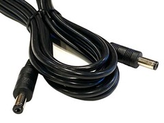 10ft 22AWG DC Power Cable Male to Male 120″ 5.5mm X 2.1mm Barrel Plug