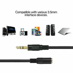 3.5mm Audio Extension Cable Male to Female M/FStereo Aux Auxiliary Black 5 Feet