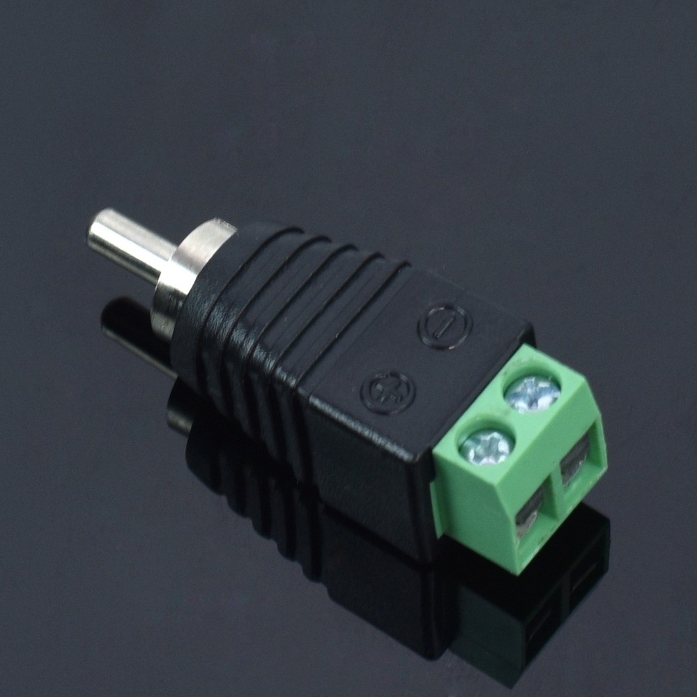 5 Pack Male RCA Socket Plug to Bare Wire 2 Pin Screw Down Terminal Adapter Jack