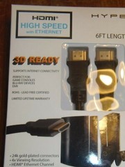 Hype HDMI High Speed with Ethernet 6 Foot, 3D Ready 24k Gold-Plated Con. LBLK-6