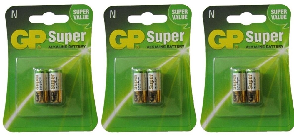 6 GP SUPER ALKALINE BATTERY SIZE N BATTERIES E90 N LR1 MN9100 910A 3×2 Pack