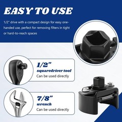 Universal Oil Filter Wrench Adjustable with Auto-Clamp Spring, 60-80mm (2.36-3.1