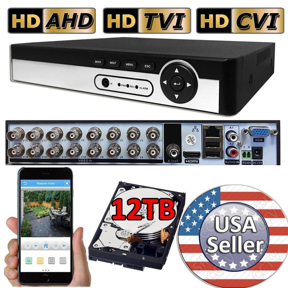 Sikker 16 Ch Channel wired BNC DVR recorder 960H 720P 1080P with 12TB hard drive