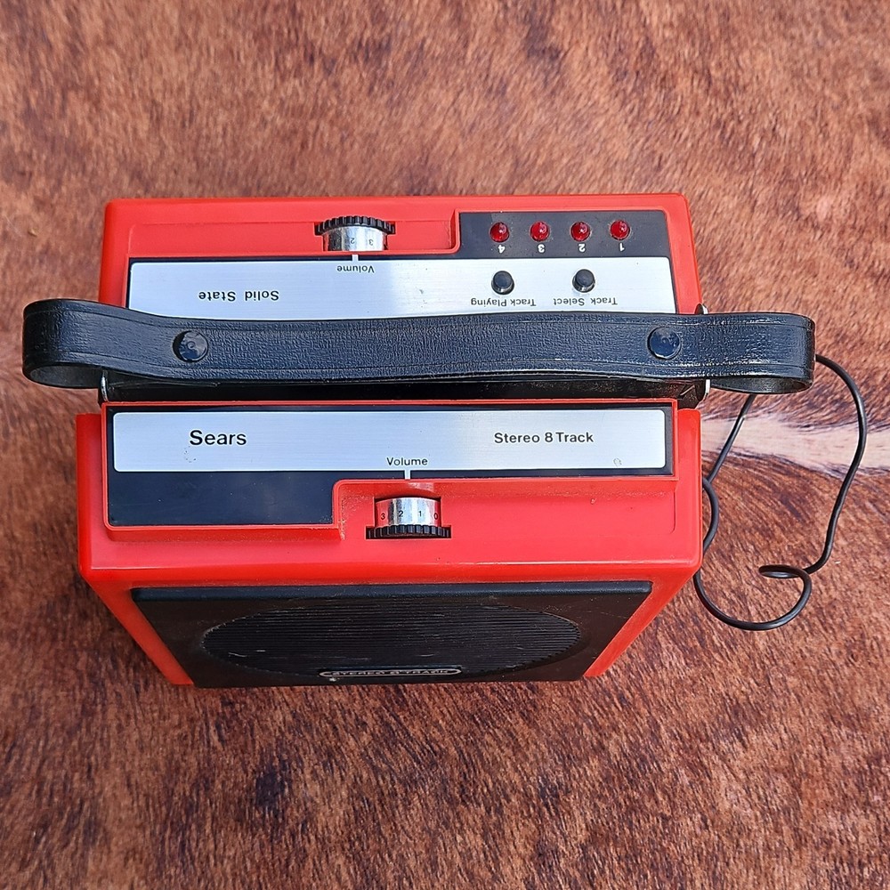 Sears Stereo 8 Track Player Solid State Red Made in Hong Kong Vintage Audio