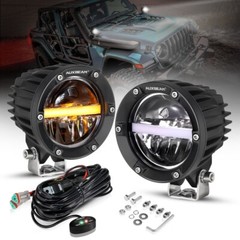 AUXBEAM 4″ Inch LED Work Light Bar SPOT Driving Fog Pods DRL Offroad ATV Truck