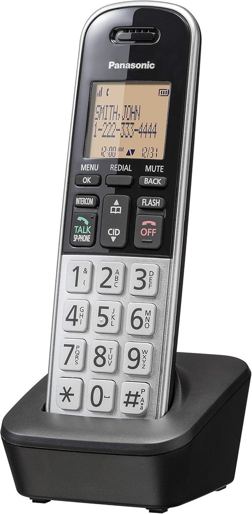 Panasonic Compact Cordless Phone / DECT 6.0, 1.6″ 1-Handset KX-TGB810S Black/Sil