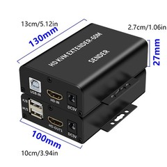 60M Video Extension Hub Adapter HDMI KVM USB-A RJ45 Lan Ethernet Extender