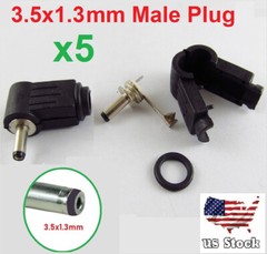 5 Pieces Right Angle 3.5x 1.3mm DC Power Male Plug Soldering Connector