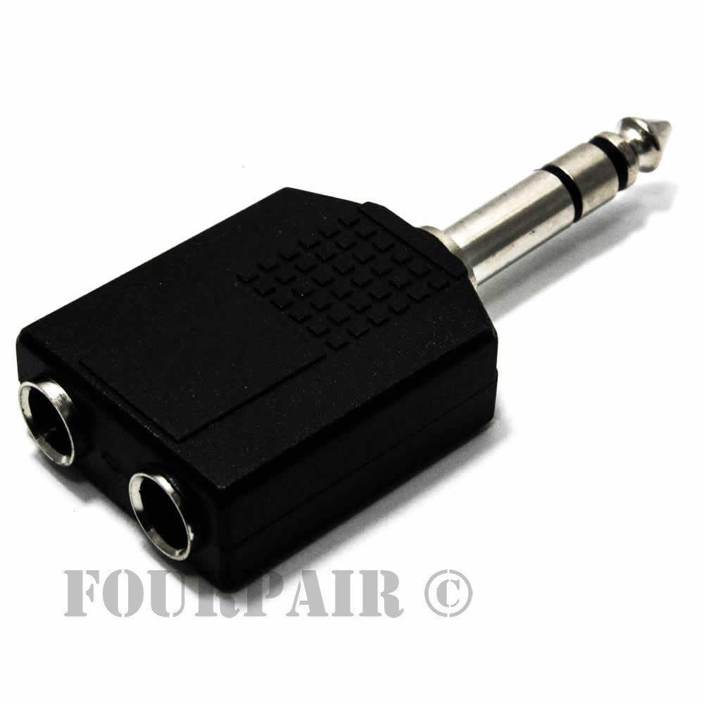 1/4″ Dual Stereo Female to 6.35mm Male TRS Audio Y Splitter Headphone Adapter