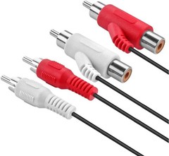 RCA Audio Piggyback Cable, 2 RCA Male to 2 RCA Male + RCA Female Piggyback, 6 Fo