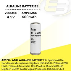 Exell Battery A21PX Battery Fits Classic Cameras, Computers PRAM