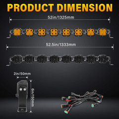 52 Inch 240W Amber Straight Curved Adjustable & Linkable LED Light Bar with Wiri