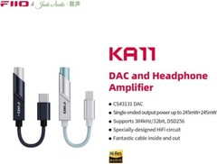 FiiO KA11 USB C to 3.5mm Audio Adapter 32bit/384KHz USBDAC Amp( Silver, Type-C )