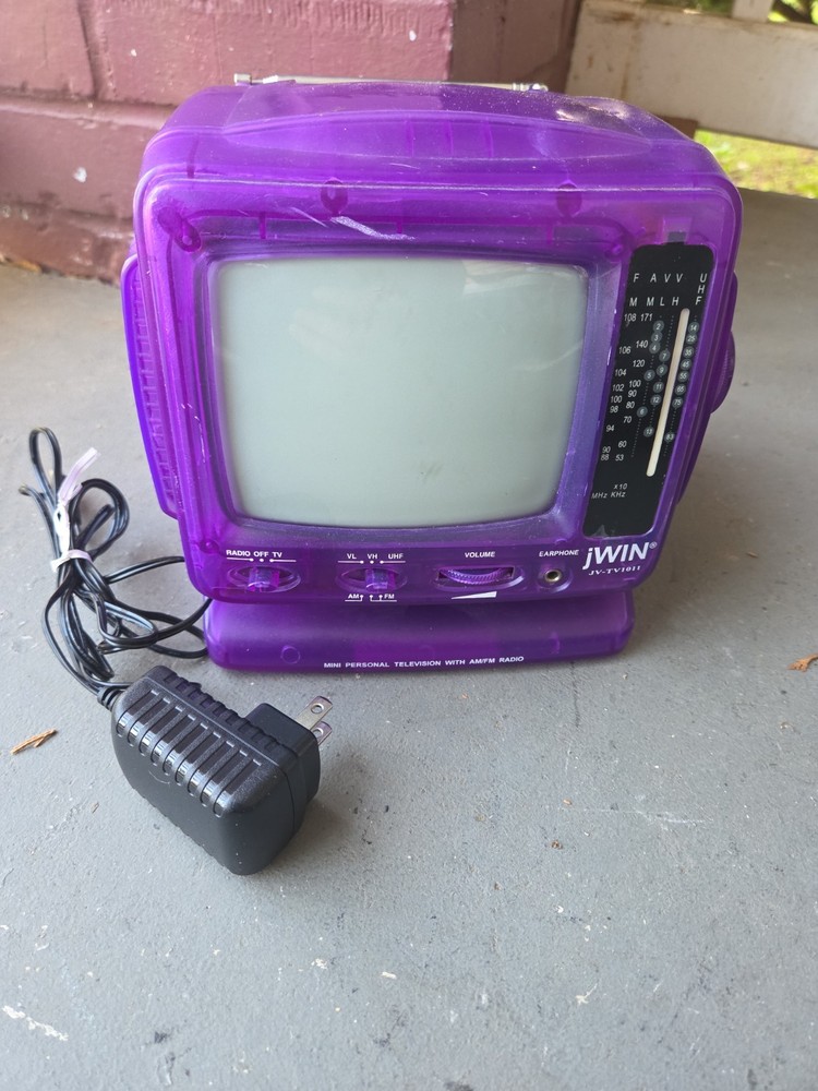JWIN JV-TV1011 Purple transparent mini television AM/FM radio
