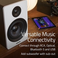 Fluance Powered 6.5” Stereo Bookshelf Speakers for Turntable, TV PC & Bluetooth
